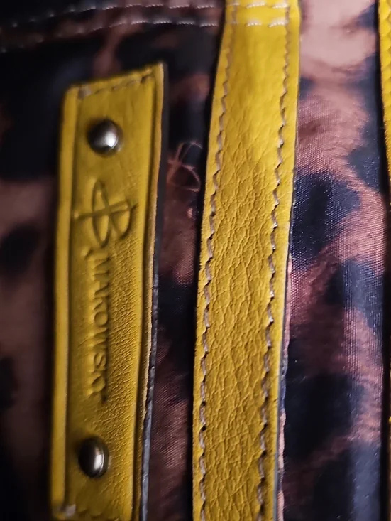 b. makowsky Yellow Leather Shoulder Satchel 15"x12"x4" - Picture 11 of 13